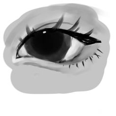 an eye with black and white lines on the iris, as well as long eyelashes