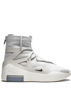 Supplied by a premier sneaker marketplace dealing with unworn, already sold out, in demand rarities. Each product is rigorously inspected by experienced experts guaranteeing authenticity. The Nike Air Fear of God 1 “Light Bone” was one of the shoes to come out of the epic collaboration between Fear of God founder Jerry Lorenzo and Nike Sportswear in late 2018. Lorenzo’s Air Fear of God 1 “Light Bone” is constructed with a premium full-grain leather upper in an off-white shade and has a distinctive high-top silhouette. The upper of the Light Bone colorway is built entirely in leather, in contrast from the leather and ballistic nylon combination found on the black colorway. Blurring the lines between street fashion and basketball performance, the Fear of God 1 features a sculpted midsole wit Nike Air Fear Of God, Jerry Lorenzo, Nike T, Fresh Shoes, Fear Of God, Sportswear Brand, Sneakers Grey, Fashion Socks, Hummel Sneaker