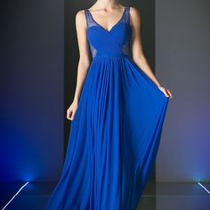 Model Is 5.8"/Size 2 And Wearing Size 4 Or Xs In The Picture. Royal Blue V-neck Formal Gown, Blue V-neck Dress With Pleated Bodice, Blue Dresses With Fitted Bodice For Gala, Blue Evening Dress With Pleated Bodice For Formal Occasions, Blue V-neck Evening Dress With Sweep Train, Blue Fitted Evening Dress For Gala, Blue Gala Evening Dress With Fitted Bodice, Blue Formal Gown With Lined Bodice, Blue Dress With Lined Bodice For Prom Season