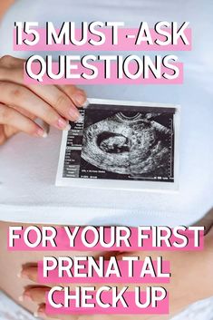 a pregnant belly with the words 15 must ask questions for your first prenatal check up