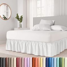 the bed is made up with many different colors