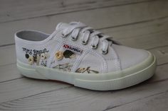 Custom Embroidered Superga 2750 COTU Classic - Hand Embroidery on Superga Sneakers in the color of your choice This listing includes one pair of Superga 2750 COTU Classic, which we order retail from Superga, in the color and size of your choice, with custom hand embroidery to order. Please note the processing time. Step One: Please choose a color Superga 2750 from the variation menu. We have included a link to the Superga website for color/size reference. (Color of main/first picture is Stripe W Superga 2750, Superga Sneakers, Superga Shoes, Sneakers Athletic, Superga Sneaker, Types Of Shoes, One Pic, Embroidery Patterns, Hand Embroidery