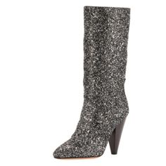 Size: 6.5 Color: Gunmetal Veronica Beard "Olivia" Boots In Coarse Glitter Fabric. 3.7" Cone-Shaped Heel. Pointed Toe. Partial Side Zip For Ease Of Dress. Leather Sole. Imported. Brand New With Box Made In Italy Glitter Boots For Party Season Evenings, Silver Sequined Boots For Party, Glitter Boots For Evening And Party Season, Evening Glitter Boots For Party Season, Silver Sequined Party Boots, Winter Silver Sequined Boots, Glamorous Glitter Boots For Formal Occasions, Evening Boots With Glitter Accents For Fall, Fall Evening Boots With Glitter Accents