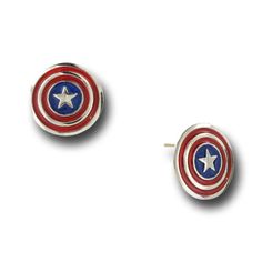 the captain's shield earrings are on display