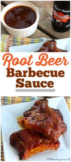 root beer barbecue sauce on a plate with ribs