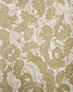 an image of a wallpaper with leaves and animals on it's back side