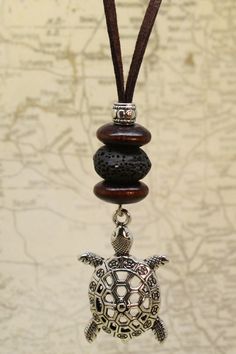 "Turtle" Boys Essential Oil Diffuser Necklace- 18-20" Leather Cord- Lava Stone Adjustable Brown Holistic Necklace, Adjustable Brown Holistic Necklaces, Lava Bead Jewelry, Lava Stone Jewelry, Essential Oils Lavender, Essential Oil Diffuser Necklace, Essential Oil Necklaces, Essential Oil Jewelry, Good Luck Necklace