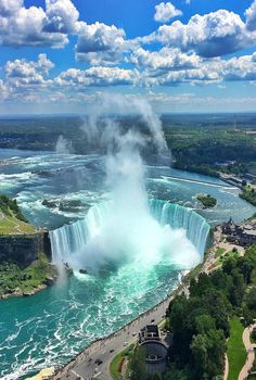 an aerial view of niagara falls and the canadian side