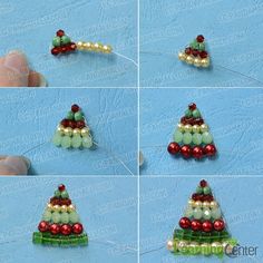 how to make bead christmas tree ornament with beads and pearls step by step instructions