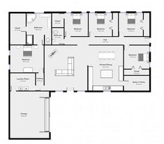 the floor plan for an office building with two separate rooms and one bedroom on each side