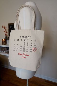 a tote bag with the date on it