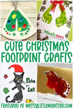 cute christmas footprint crafts for kids to make