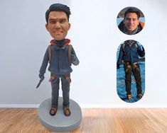 a custom bobble head is shown with an image of a man