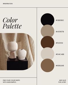 the color palette for this project is neutral, black, white and brown with an assortment of different shades