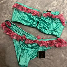 Beand New With Tags, My Girl Strapless Bikini, I Do Not Have The Halter Straps. Make An Offer! Green Strapless Swimwear For Party, Green Strapless Party Swimwear, Pink Strapless Party Swimwear, Strapless Pink Party Swimwear, Beach Bunny, Woman Beach, Womens Swim, My Girl, Swimming