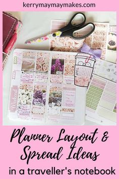 planner layout and spread ideas in a traveler's notebook with text overlay that says planner layout and spread ideas in a traveler's notebook