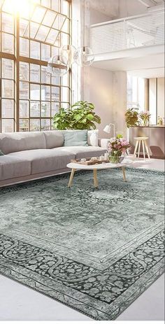 Vintage style rug Carpet For Living Room, Rug Traditional, Large Carpet, Area Carpet, Washable Rug, Grey Green, Living Room Carpet, Washable Rugs