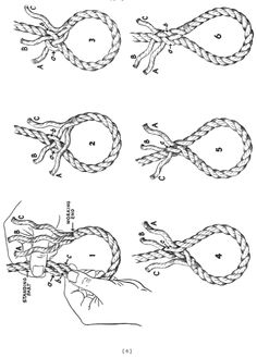 the diagram shows how to tie a rope with scissors and other tools, as well as instructions