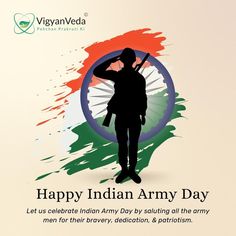 Let us celebrate Indian Army Day by saluting all the army men for their bravery, dedication, & patriotism. Vigyanveda Wishes you all a Happy Indian Army Day. #VigyanVeda #Ayurveda #armyday #indianarmyday #army #indian #Soldier #armylover #armylife #soldiers #jaijawan #proud Indian Army Day, Army Indian, Soldier Poster, Army Day, Army Life, Army Men, Indian Army, The Army, Ayurveda