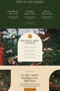 an image of a website page with flowers in the foreground and text below it