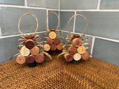 These adorable ornaments come in a set of three, perfect for your home tree, giving as a holiday gift or gift tag on a present (Like adding as a wine charm on a nice bottle to a friend!). This style of the wine cork ornaments has the twine loop on top and the GOLD or BURLAP ribbons flowing down the side with a GREEN tree trunk.  Shipping- I ship all my items using USPS priority mail. Using this should allow your purchase to be delivered 1-3 business days from date shipped Enjoy ! Wine Cork Christmas Crafts, Wine Cork Christmas Ornaments, Christmas Cork Ornaments, Diy Wine Cork Crafts, Wine Cork Animals, Cork Christmas Ornaments, Cork Trees, Cork Decor, Cork Christmas Tree