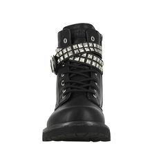 Gotta Flurt Women's Lani Black Combat Boot will become your favorite because of its fantastic features such as synthetic leather, pyramid belt detail, cushioned insole, and TPR Outsole. Lani black combat boot for women with lightweight lace-up is a city chic and cool model. The innovative short shaft combat boot for women delivers enhanced stability with a deep heel cup, superior forefoot cushioning, and ultimate arch support. The contact points of women's black combat boots hug your foot's natural curves in all of our casual, dress, active, and slipper styles. Experience the Gottaflurt difference: on-trend fashion, unmatched fit, and feel-great wellness from the ground up. Features Synthetic leather upper Pyramid belt detail Cushioned insole TPR outsole Womens Black Combat Boots, Boys Hiking Boots, Women's Combat Boots, Hip Hop Sneakers, Girls Combat Boots, Boot For Women, Womens Combat Boots, Black Combat Boots, Combat Boot