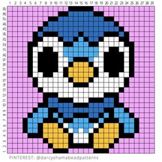 a pixellated image of a penguin wearing a blue hat