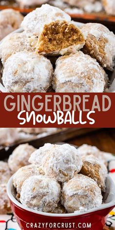 Gingerbread Snowballs are an easy Christmas cookie that combines the best of both family favorite recipes! Christmas Dessert Gifts Ideas, Traditional Christmas Cookies Recipes, Christmas Cookie Box Recipes, Gingerbread Snowballs, Easy Christmas Cookies Recipes Simple, Eggless Christmas Cookies, Crismas Cookies, Easy Christmas Treats For Gifts, Gingerbread Dessert Recipes