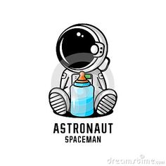 an astronaut logo with a baby bottle