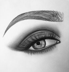 a pencil drawing of an eye with long lashes on it's side and the tip of