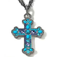 Real Collectibles by Adrienne® "Jeweled" Cross Enhancer Pendant with Two Necklaces at HSN.com Two Necklaces, The Cross, Birthday Candles, Turquoise Bracelet, Necklaces, Collectibles, Candles