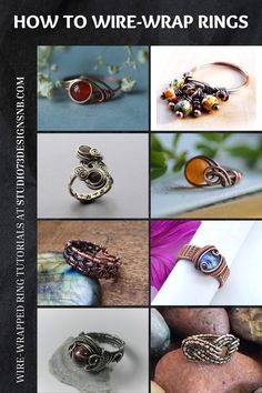 WIRE-WRAPPED RING TUTORIALS – HOW TO WIRE-WRAP RINGS Diy Beaded Rings, Wrapped Rings, Ring Tutorial, Diy Rings, Wire Rings, Wire Wrapped Rings