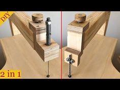 two images show the same part of a wooden structure with screws attached to it