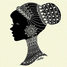 the silhouette of a woman's head with an intricate pattern on it