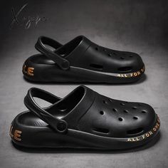 Xajzpa - Sandals Garden Clogs Men Summer New Hollow Shoes Fashion Casual Couple Hole Slippers Casual Durable Black Sandals, Summer Rubber Sole Clogs For Streetwear, Durable Black Slip-on Sandals, Durable Closed Toe Black Sandals, Durable Black Closed Toe Sandals, Black Casual Slides With Durable Design, Black Breathable Clogs For Summer, Black Breathable Summer Clogs, Summer Streetwear Clogs With Rubber Sole