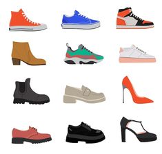 Free vector random female shoes flat ill... | Free Vector #Freepik #freevector #heels #high-heels #cartoon-shoes #ladies-shoes Shoe Illustration, Shapes Illustration, Shoes Vector, Shoes Cartoon, Sneakers Illustration, Shoe Warehouse, Shoes Illustration, Cartoon Shoes, Female Shoes