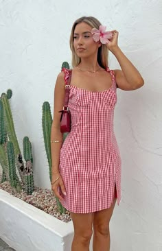 Red Gingham Mini Dress  How to style: Step out in style with our Rihanna Red Check Mini Dress (). This feminine gingham dress is an easy and cute option for summer and spring. Pair with heels () for a stylish look, or dress it down with sandals for a casual day out.  Features:       * Mini length   * Light weight material   * Frilly thin elastic stretch straps   * Fully lined   * Small left leg slit   * Invisible left side zip   * Slight stretch   * Thin elastic band in back   * Scoop neckline Gingham Mini Dress, Prom Midi Dress, Summer Playsuit, Semi Formal Dresses, Beginning Boutique, Coastal Cowgirl, Red Gingham, Strapless Tops, Long Crop Top