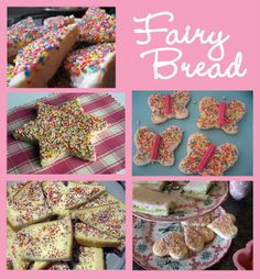 a collage of different pastries and desserts with the words fairy bread on them