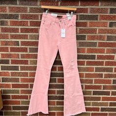 These Are Brand New With Tags! Please Comment If You Have Any Questions! Bmhob100524 Casual Pink Denim Flare Jeans, High Rise Pink Denim Flare Jeans, High Rise Pink Flare Denim Jeans, High-rise Pink Denim Flare Jeans, Spring Casual Ripped Flare Jeans, Casual Ripped Flare Jeans For Spring, Trendy Pink Flare Jeans For Fall, Casual Pink Cotton Flare Jeans, Pink Cotton Flare Jeans For Fall