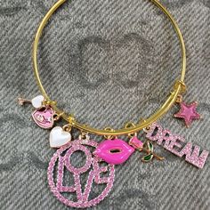 New Absolutely Beautiful! Good Quality Charm Gemstone Bangle Bracelet! Can Easily Add Or Remove Charms ! Will Include A Zodiac Charm Once You Purchase Just Message Me Sign Trendy Adjustable Pink Gold Jewelry, Pink Adjustable Charm Bracelet For Parties, Adjustable Pink Charm Bracelet For Party, Pink Charm Bangle Jewelry, Pink Bangle With Charms, Pink Metal Bangle Bracelet, Trendy Pink Jewelry With Charms, Trendy Pink Dangle Jewelry, Adjustable Pink Metal Charm Bracelet