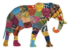 an elephant is made up of many different colors and patterns on it's body