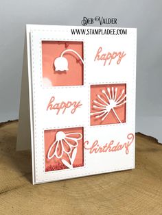 a card that has been made with the stampin'happy birthday dieing set