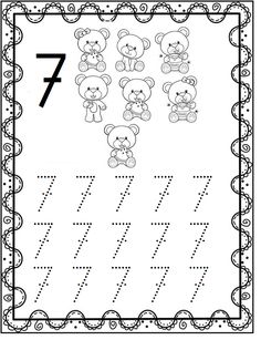 the letter z worksheet with teddy bears and numbers to 10, including seven