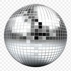 a silver disco ball with black and white squares on the top, transparent background png