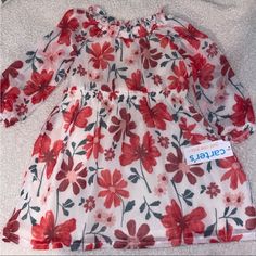 2-Piece Dress Set Includes: Long Sleeve Dress With Coordinating Diaper Cover Allover Floral Print 100% Polyester Machine Washable Playful Red Long Sleeve Dresses, Red Floral Print Dress For Playtime, Red Spring Playtime Dresses, Long Sleeve Floral Dress, Diaper Cover, Dress Set, Girls Long Sleeve, Dress Red, Piece Dress