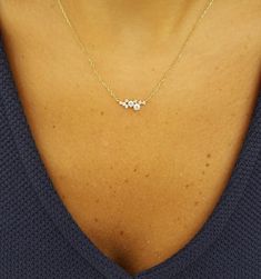 Cluster Necklace in 18k Gold Cluster of Natural Diamonds | Etsy Dainty Diamond Jewelry With Satellite Chain, Celestial Style Diamond Wedding Necklaces, Celestial Diamond Necklace For Wedding, Dainty Diamond Necklace With Satellite Chain As Gift, Dainty Wedding Diamond Necklace With Rose Cut Diamonds, Delicate Wedding Necklace With Rose Cut Diamonds, Handmade Wedding Gift, Diamond Cluster Necklace, Custom Diamond Jewelry