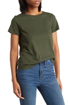 Madewell Vintage Crew Neck Cotton T-Shirt | Nordstromrack Basic Solid Stretch T-shirt, Trendy Plain T-shirt For Everyday, Basic Green Everyday T-shirt, Casual Plain Cotton T-shirt, Casual Solid Color T-shirt For Everyday, Green Casual T-shirt For Everyday, Everyday Stretch T-shirt Basic Style, Stretch Cotton Graphic Tee T-shirt, Casual Stretch Cotton T-shirt