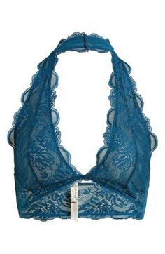 This sultry lace bra is designed in a halter silhouette with sweet scallop trim. Halter neck Partially lined 90% nylon, 10% spandex Hand wash, line dry Imported Stretch Lace Halter Top With Halter Neck, Elegant Bra-friendly Halter Neck Intimate, Fitted Sleeveless Lace Bra, Party Bra With Contrast Lace And Fitted Stretch, Fitted Lace Trim Halter Top, Delicate Lace Fitted Sleeveless Bra, Party Bra With Contrast Lace And Fitted Design, Fitted Delicate Lace Bra, Party Bra With Contrast Lace