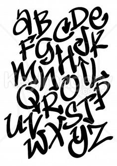 the alphabet is drawn with black ink