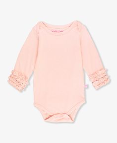 Knit Long Sleeve Ruffle Layering Bodysuit Cute Fitted Solid Color Bodysuit, Cute Fitted Bodysuit, Solid Cotton Bodysuit With Ruffles, Fitted Cotton Bodysuit With Ruffles, Fitted Long Sleeve Onesie With Ruffles, Fitted Long-sleeved Onesie With Ruffles, Fitted Cotton Ruffle Bodysuit, Cotton Bodysuit With Ruffles For Playwear, Cotton Ruffled Bodysuit For Playwear